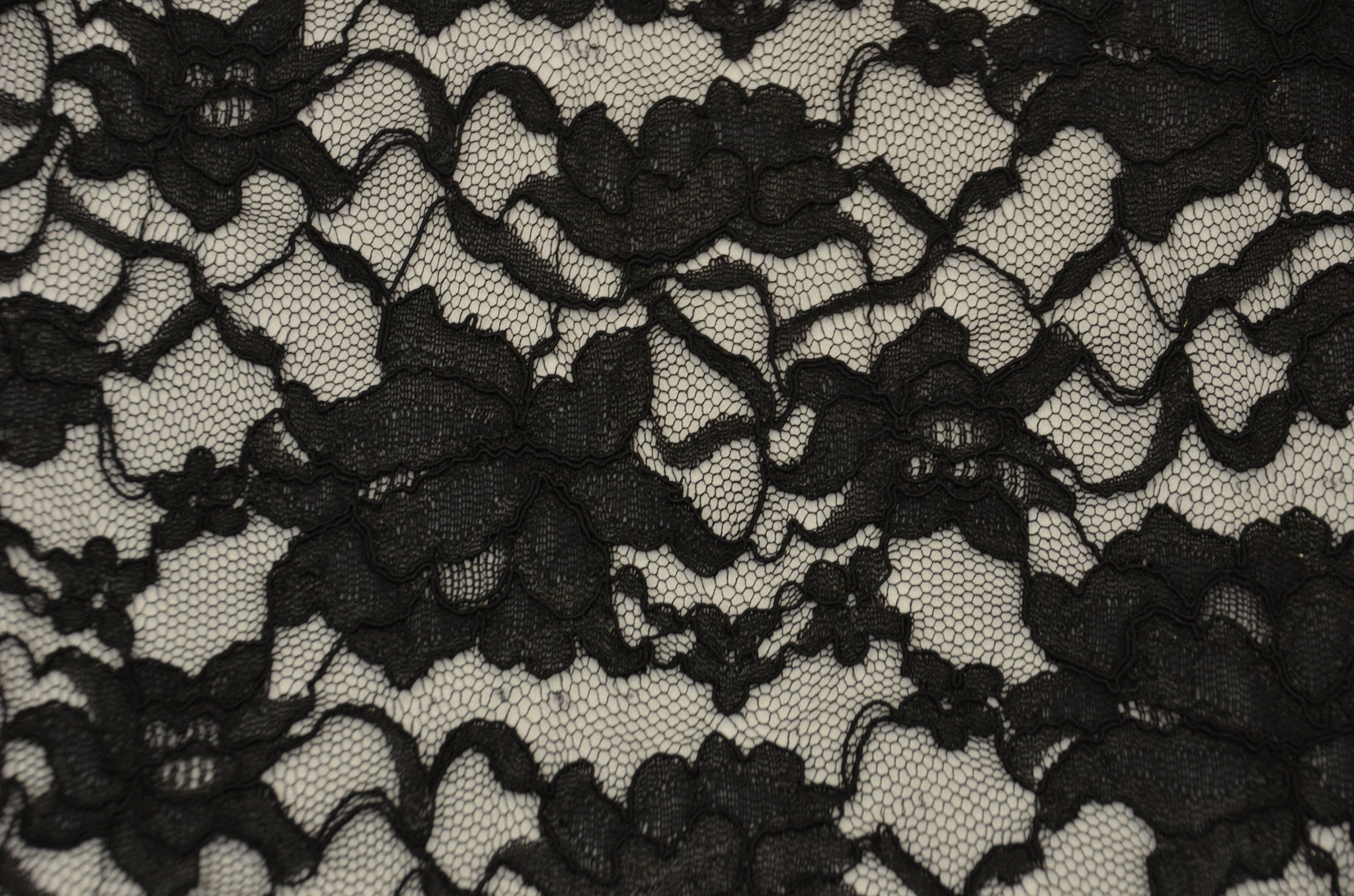Black Lace Fabric, Double Sided Scalloped Lace in Black