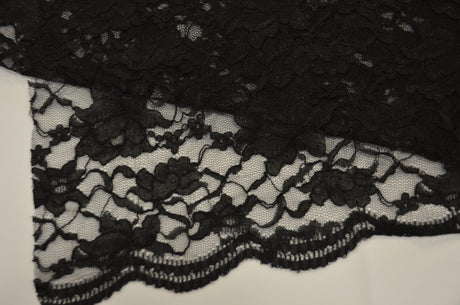 Black Lace Fabric | Double Sided Scalloped Lace in Black | Heavy Scallop Lace | 6 oz | 58/60" Wide | Fabric newtextilefabric 3"x3" Sample Swatch 