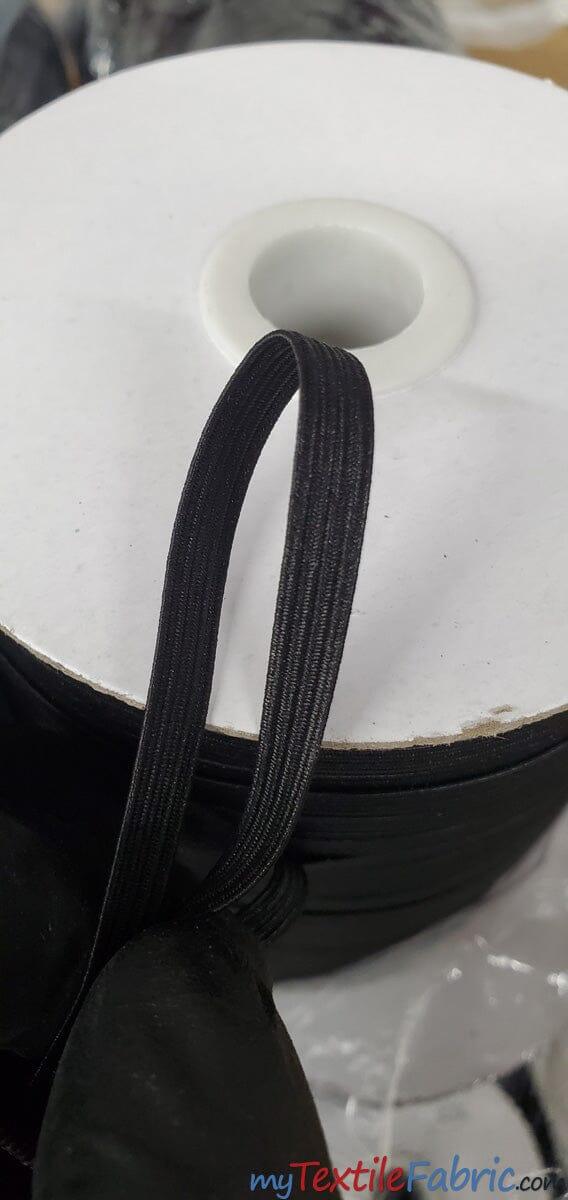 1/4 Inch Elastic Braided | 220 Yard Spool | White and Black | My Textile Fabric 