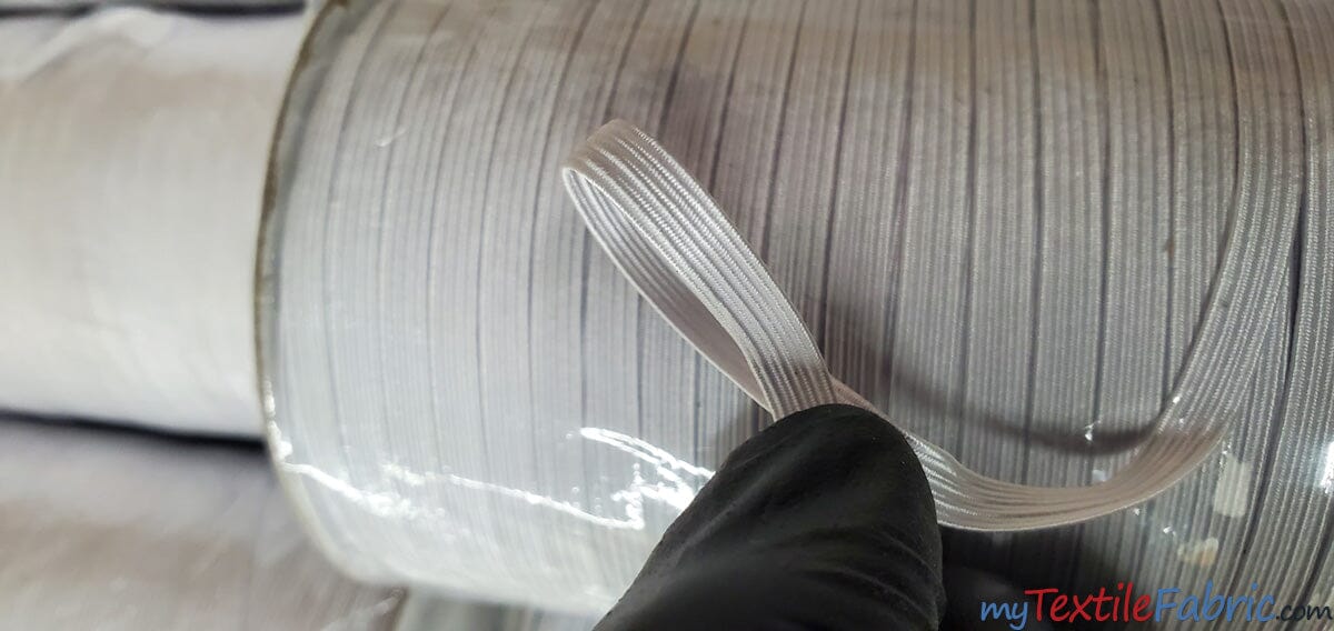 1/4 Inch Elastic Braided | 220 Yard Spool | White and Black | My Textile Fabric 