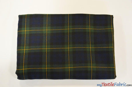 Green Blue Kilt Fabric | 60" Wide | Green Blue Tartan Fabric | Soft Poly Rayon Kilt | Decor, Napkins, Scarves, Costumes, Blanket, Face Mask, Kilt | My Textile Fabric 