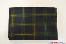 Load image into Gallery viewer, Green Blue Kilt Fabric | 60&quot; Wide | Green Blue Tartan Fabric | Soft Poly Rayon Kilt | Decor, Napkins, Scarves, Costumes, Blanket, Face Mask, Kilt | My Textile Fabric 