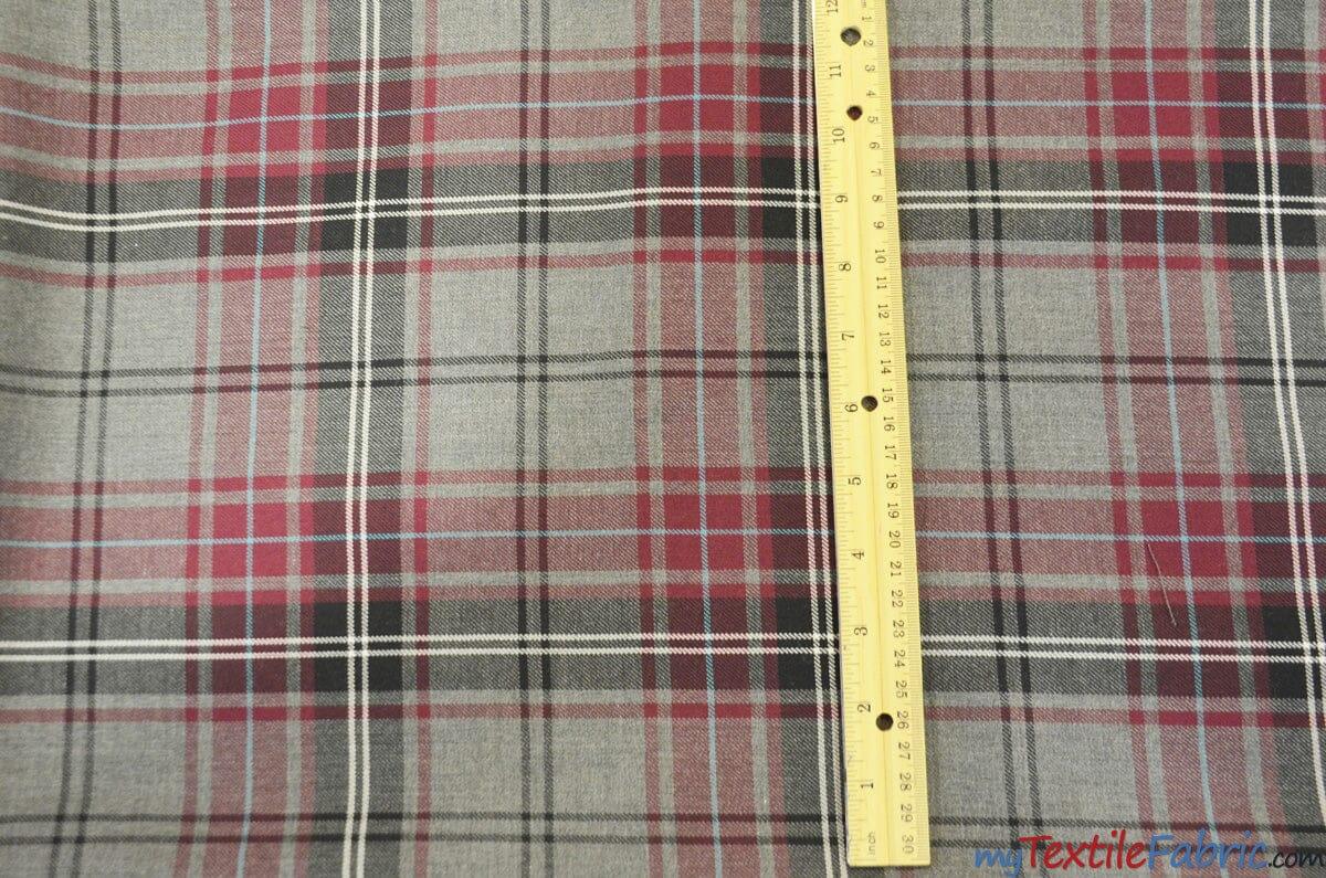 Grey Kilt Fabric | Grey Plaid Checker | Grey Tartan Fabric | 60" Wide | Poly Rayon Kilt | Decor, Napkins, Scarves, Costumes, Blanket, Face Mask, Kilt | My Textile Fabric 