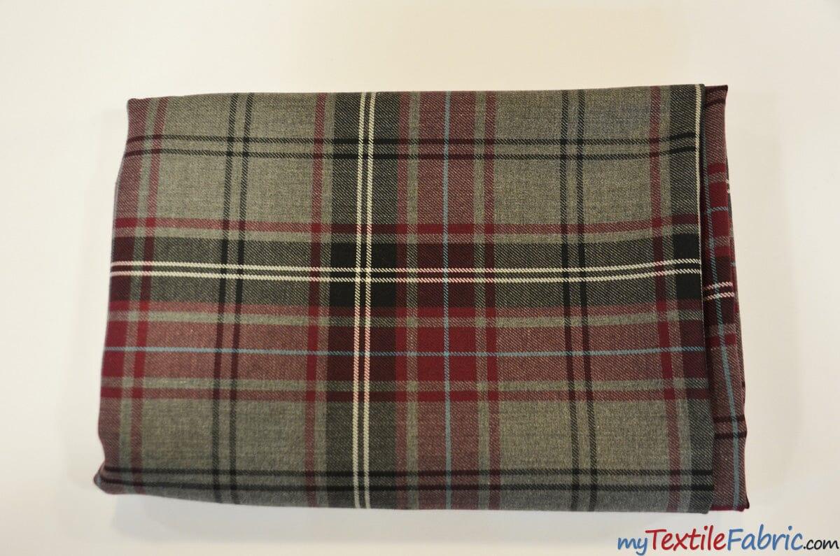 Grey Kilt Fabric | Grey Plaid Checker | Grey Tartan Fabric | 60" Wide | Poly Rayon Kilt | Decor, Napkins, Scarves, Costumes, Blanket, Face Mask, Kilt | My Textile Fabric 