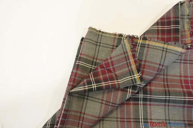 Grey Kilt Fabric | Grey Plaid Checker | Grey Tartan Fabric | 60" Wide | Poly Rayon Kilt | Decor, Napkins, Scarves, Costumes, Blanket, Face Mask, Kilt | My Textile Fabric 