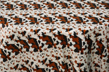 Black Brown Cow Satin Print Fabric | Black Brown Calf Charmeuse Satin | 60" Wide | Super Soft Satin Animal Print | Fabric mytextilefabric 