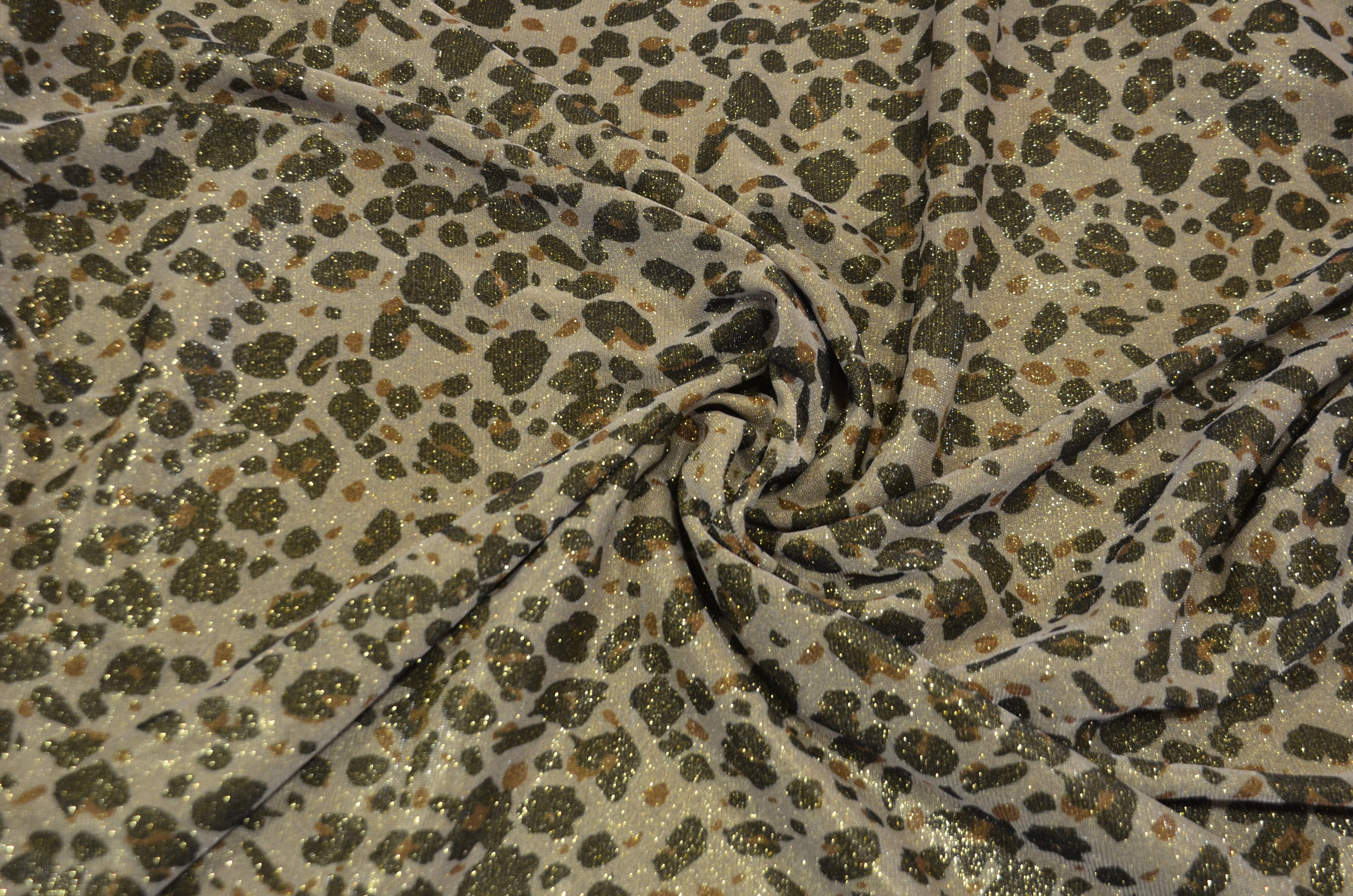 Stretch Glimmer Knit Fabric | 2 Way Stretch | 56" Wide | Metallic Glitter Spandex Knit Fabric | Fabric mytextilefabric Yards Leopard Animal Print 
