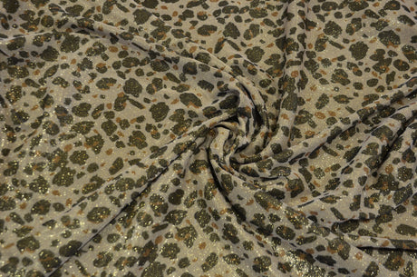 Stretch Glimmer Knit Fabric | 2 Way Stretch | 56" Wide | Metallic Glitter Spandex Knit Fabric | Fabric mytextilefabric Yards Leopard Animal Print 