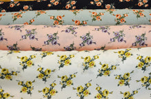 Load image into Gallery viewer, Love Flower Rayon Challis Fabric by the Continuous Yard | 60&quot; Wide | Floral Rayon Challis Fabric | Rayon Challis for Dresses and Skirts | Fabric mytextilefabric 