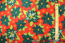 Load image into Gallery viewer, Polyester Poinsettia Christmas Floral Fabric | 60&quot; Wide | Christmas Fabric | Polyester Printed Fabric | Fabric mytextilefabric 
