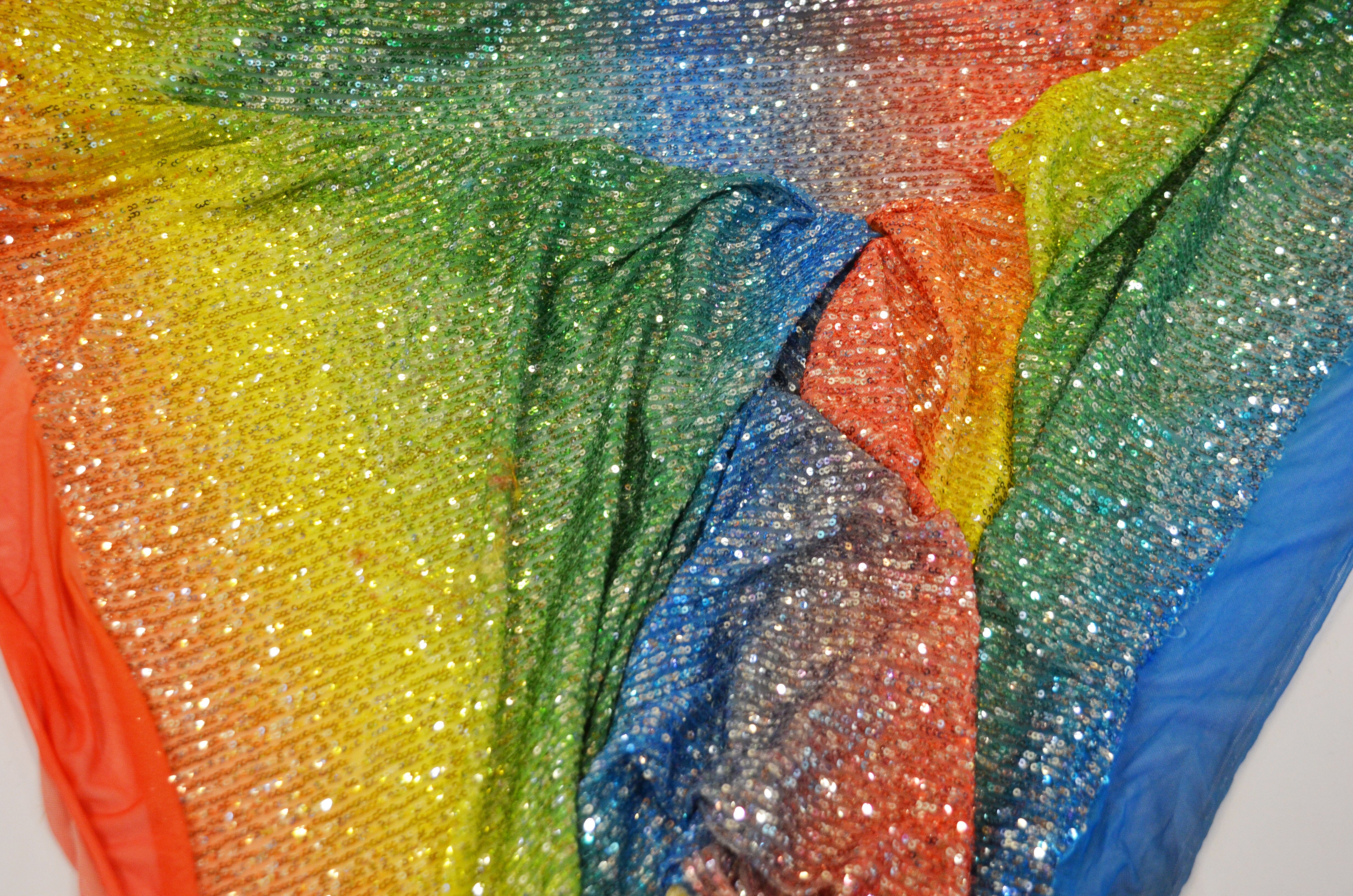 Rainbow Sequins Fabric | Multi Color Sequins Rainbow on Mesh Fabric | Mermaid Mesh Sequins Fabric | Ombre Sequins Fabric by the Yard | Fabric mytextilefabric 