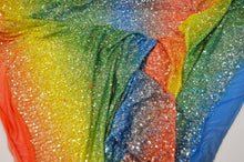 Load image into Gallery viewer, Rainbow Sequins Fabric | Multi Color Sequins Rainbow on Mesh Fabric | Mermaid Mesh Sequins Fabric | Ombre Sequins Fabric by the Yard | Fabric mytextilefabric 
