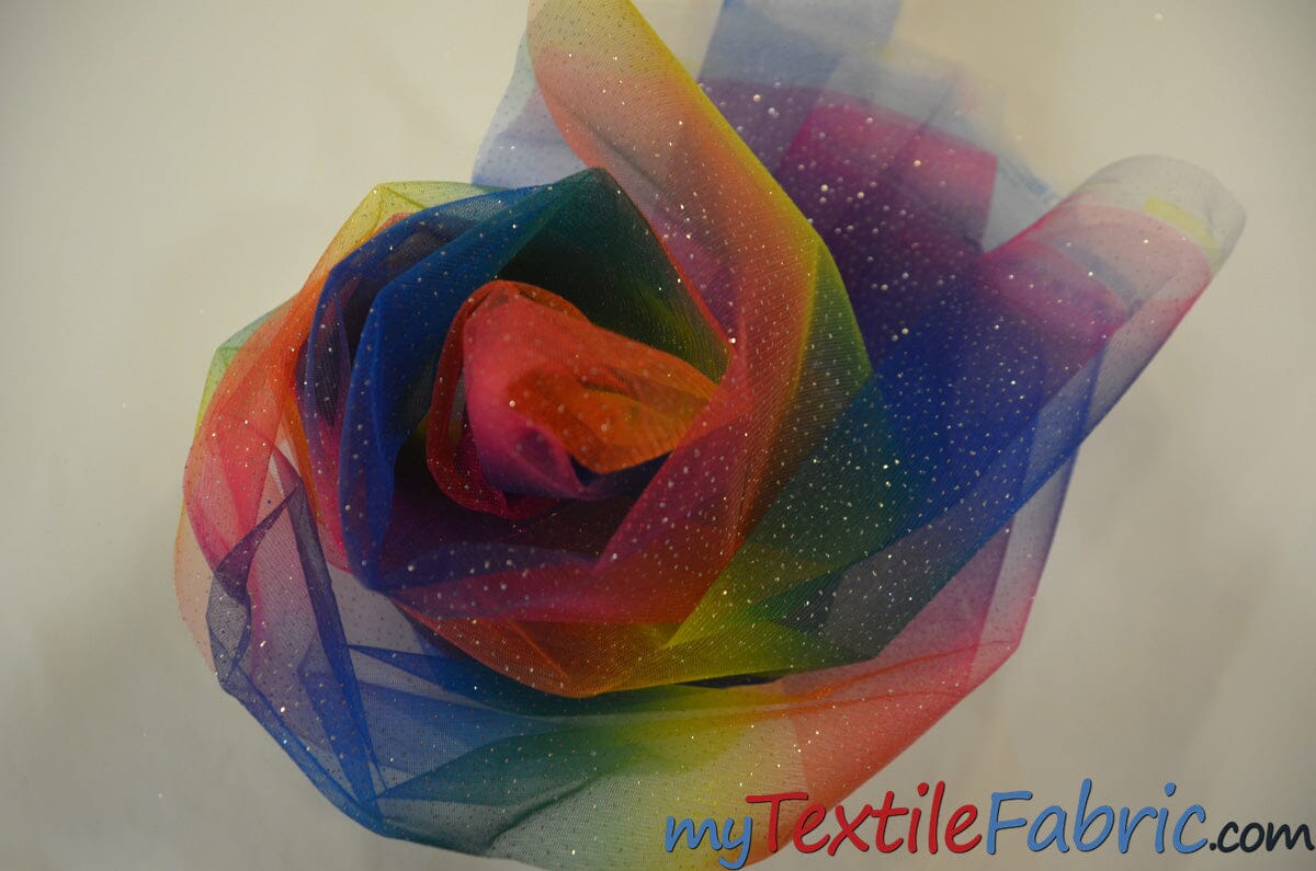 Rainbow pleated tulle fabric from Katia