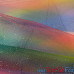 Load image into Gallery viewer, Rainbow Tulle Glitter Fabric | LGBT Fabric | 60&quot; Wide | Multi Color Tulle with Sparkling Glitter | Great for Costumes, Tutu&#39;s, Wings, Dresses, Costume Fabric mytextilefabric 
