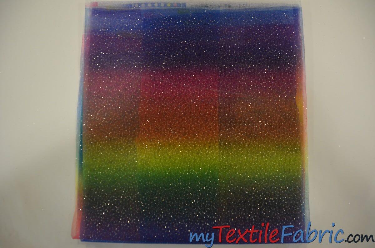 Rainbow Tulle Glitter Fabric | LGBT Fabric | 60" Wide | Multi Color Tulle with Sparkling Glitter | Great for Costumes, Tutu's, Wings, Dresses, Costume Fabric mytextilefabric 