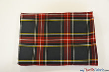 Load image into Gallery viewer, Red and Grey Tartan Fabric | Red and Grey Plaid Checker | 60&quot; Wide | Poly Rayon Kilt | Decor, Napkins, Scarves, Costumes, Blanket, Face Mask, Kilt | My Textile Fabric 