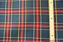 Load image into Gallery viewer, Red and Grey Tartan Fabric | Red and Grey Plaid Checker | 60&quot; Wide | Poly Rayon Kilt | Decor, Napkins, Scarves, Costumes, Blanket, Face Mask, Kilt | My Textile Fabric 