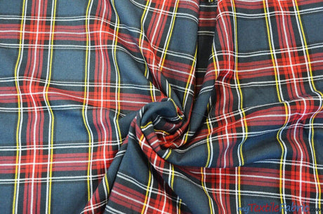 Red and Grey Tartan Fabric | Red and Grey Plaid Checker | 60" Wide | Poly Rayon Kilt | Decor, Napkins, Scarves, Costumes, Blanket, Face Mask, Kilt | My Textile Fabric Yards Red and Grey 