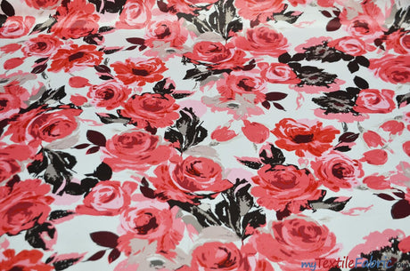 Rosewood Satin Print | Dull Satin Print | 58/60" Wide | 2 Colors | Floral Satin Print My Textile Fabric 