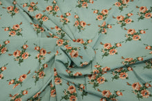 Load image into Gallery viewer, Love Flower Rayon Challis Fabric by the Continuous Yard | 60&quot; Wide | Floral Rayon Challis Fabric | Rayon Challis for Dresses and Skirts | Fabric mytextilefabric Yards Seafoam Green 