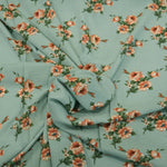 Load image into Gallery viewer, Love Flower Rayon Challis Fabric by the Continuous Yard | 60&quot; Wide | Floral Rayon Challis Fabric | Rayon Challis for Dresses and Skirts | Fabric mytextilefabric Yards Seafoam Green 
