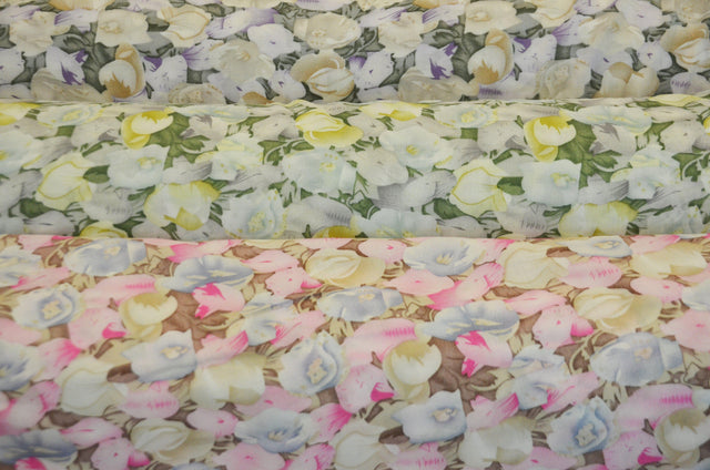 Spring Floral Rayon Challis Fabric by the Continuous Yard | 60" Wide | Flower Rayon Challis Fabric | Rayon Challis for Dresses and Skirts | Fabric mytextilefabric 