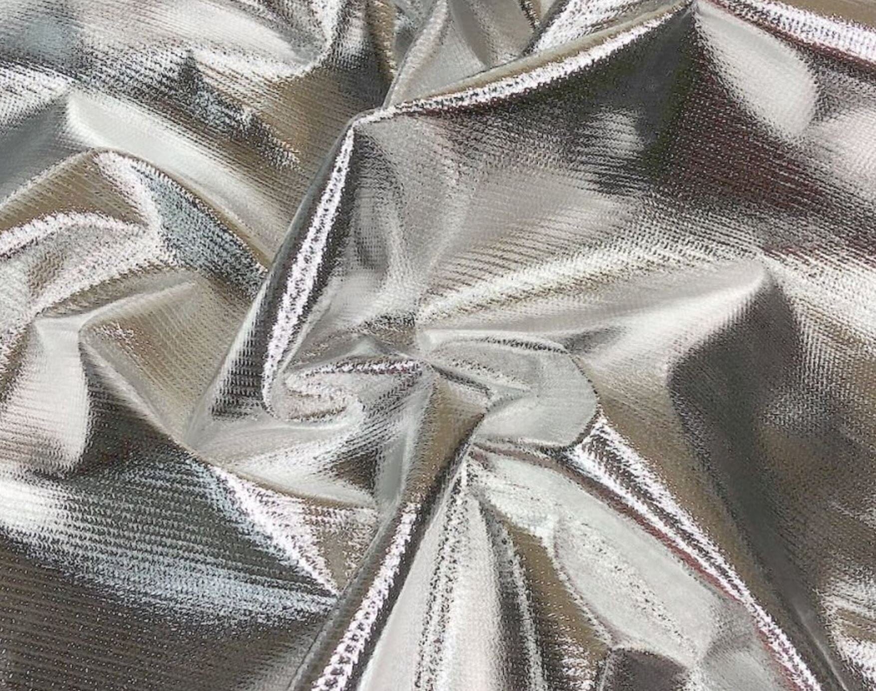Tricot Lame Fabric | Stiff Metallic Foil | 40" Wide | Dress Material Dance Wear Costume Theatrical | Fabric mytextilefabric 3"x3" Sample Swatch Silver White Tricot 