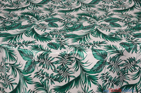 Tropical Paradise Satin Print | Dull Satin Print | 58/60" Wide | 2 Colors | Tropical Banana Print Fabric | My Textile Fabric Yards Champagne 