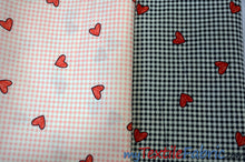 Load image into Gallery viewer, Valentine Heart Gingham Cotton Fabric by the Yard My Textile Fabric 