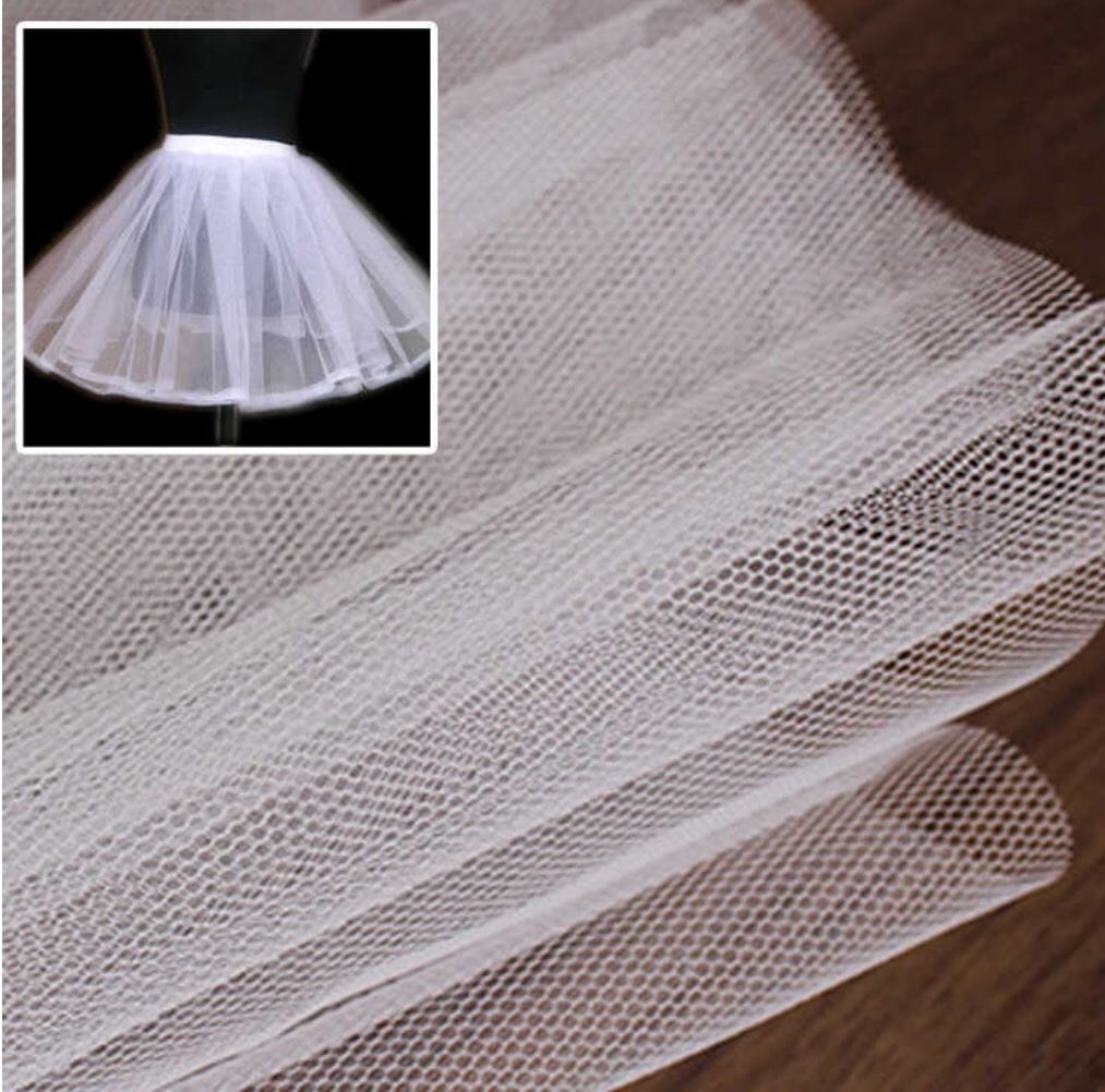 mytextilefabric Hard Net Crinoline Fabric | Petticoat Fabric | 54 Wide | Stiff Netting Fabric Is Traditionally used to Give Volume to Dresses Yards / White