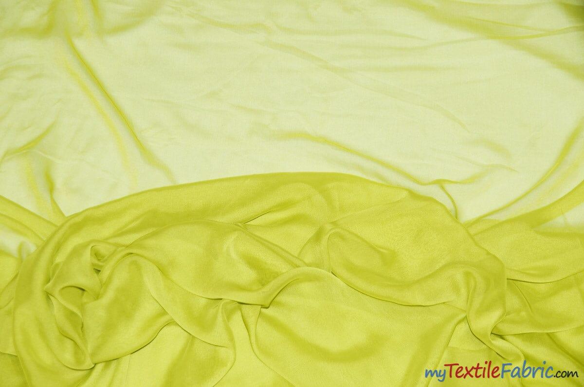 Two Tone Chiffon Fabric | Iridescent Chiffon Fabric | 60" Wide | Clean Edge | Multiple Colors | Continuous Yards | Fabric mytextilefabric Yards Acid Green 