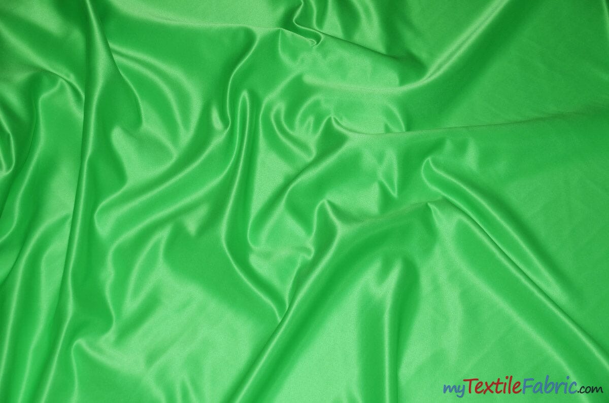 L'Amour Satin Fabric | Polyester Matte Satin | Peau De Soie | 60" Wide | Wholesale Bolt | Wedding Dress, Tablecloth, Multiple Colors | Fabric mytextilefabric Bolts Apple Green 