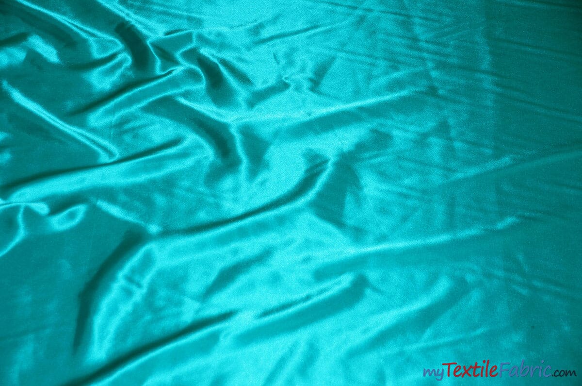Silky Soft Medium Satin Fabric | Lightweight Event Drapery Satin | 60" Wide | Economic Satin by the Wholesale Bolt | Fabric mytextilefabric Bolts Aqua Blue 0040 