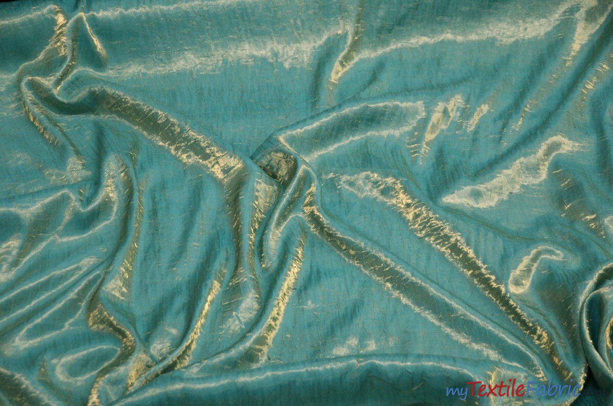 Iridescent Crush Shimmer Fabric | Iridescent Fabric | 54" Wide | Multiple Colors | Wholesale Bolt | Fabric mytextilefabric Bolts Aqua Gold 