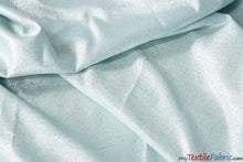 Load image into Gallery viewer, Starburst Metallic Brocade Fabric | Metallic Jacquard Fabric | 60&quot; Wide | Multiple Colors | Drapery, Curtains, Tablecloths | Fabric mytextilefabric Yards Aqua Silver 