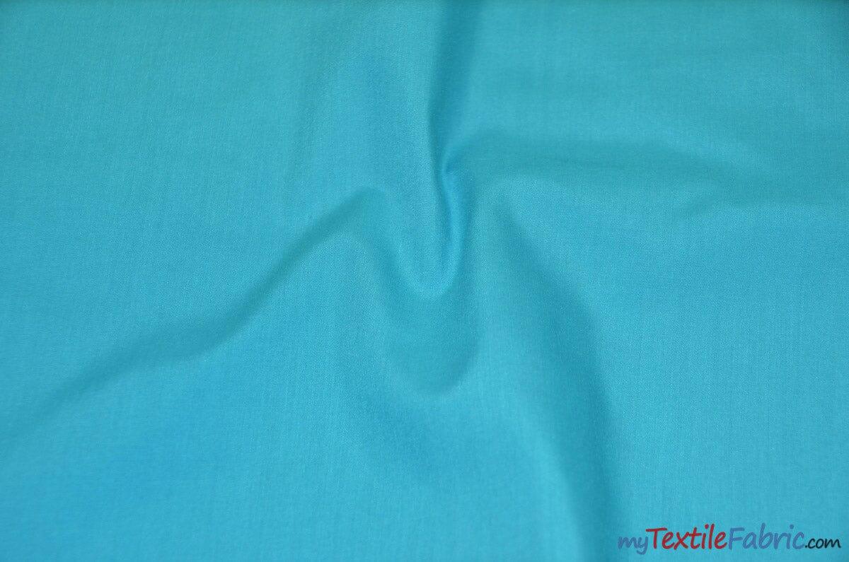 Polyester Cotton Broadcloth Fabric | 60" Wide | Solid Colors | Sample Swatch | Multiple Colors | Fabric mytextilefabric Sample Swatches Aqua 