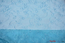 Load image into Gallery viewer, Fantasia Organza Embroidery Fabric | Embroidered Floral Sheer | 54&quot; Wide | Multiple Colors | Fabric mytextilefabric Yards Aqua 