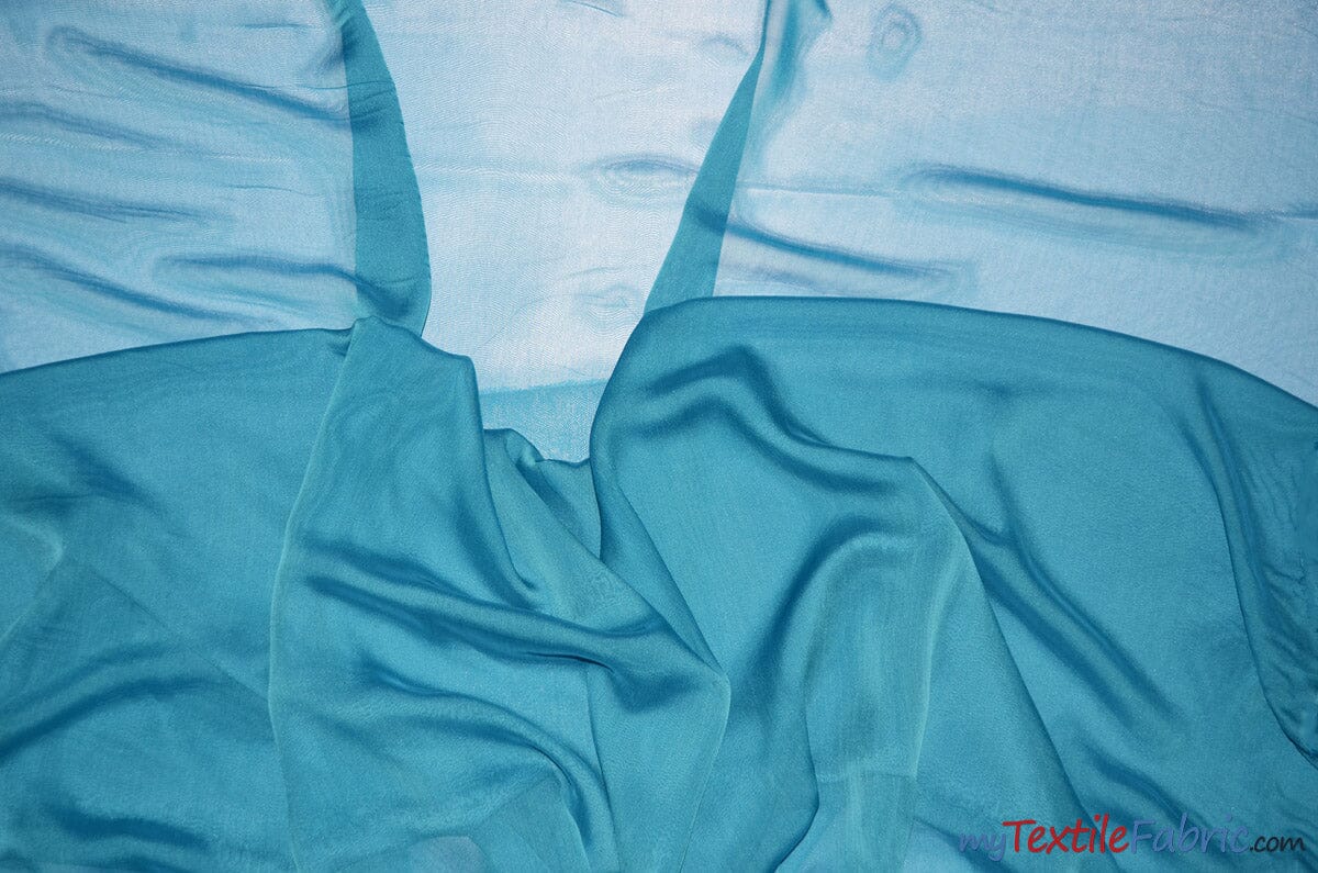 Two Tone Chiffon Fabric | Iridescent Chiffon Fabric | 60" Wide | Clean Edge | Multiple Colors | Sample Swatches | Fabric mytextilefabric Sample Swatches Aqua 