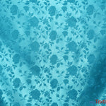 Load image into Gallery viewer, Satin Jacquard | Satin Flower Brocade | 60&quot; Wide | Wholesale Bolt 65 Yards | Fabric mytextilefabric Bolts Aqua 
