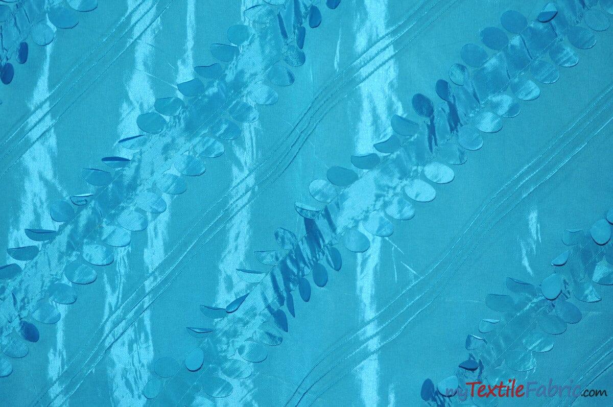 Forest Taffeta Embroidery | Hanging Leaf Taffeta | 54" Wide | Multiple Colors | Fabric mytextilefabric Yards Aqua 