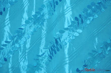 Load image into Gallery viewer, Forest Taffeta Embroidery | Hanging Leaf Taffeta | 54&quot; Wide | Multiple Colors | Fabric mytextilefabric Yards Aqua 