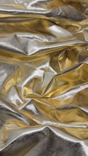 Load and play video in Gallery viewer, Metallic Foil Spandex Lame | Stretch Metallic Lame | Spandex Lame Fabric | All Over Foil on Stretch Knit | 60&quot; Wide |