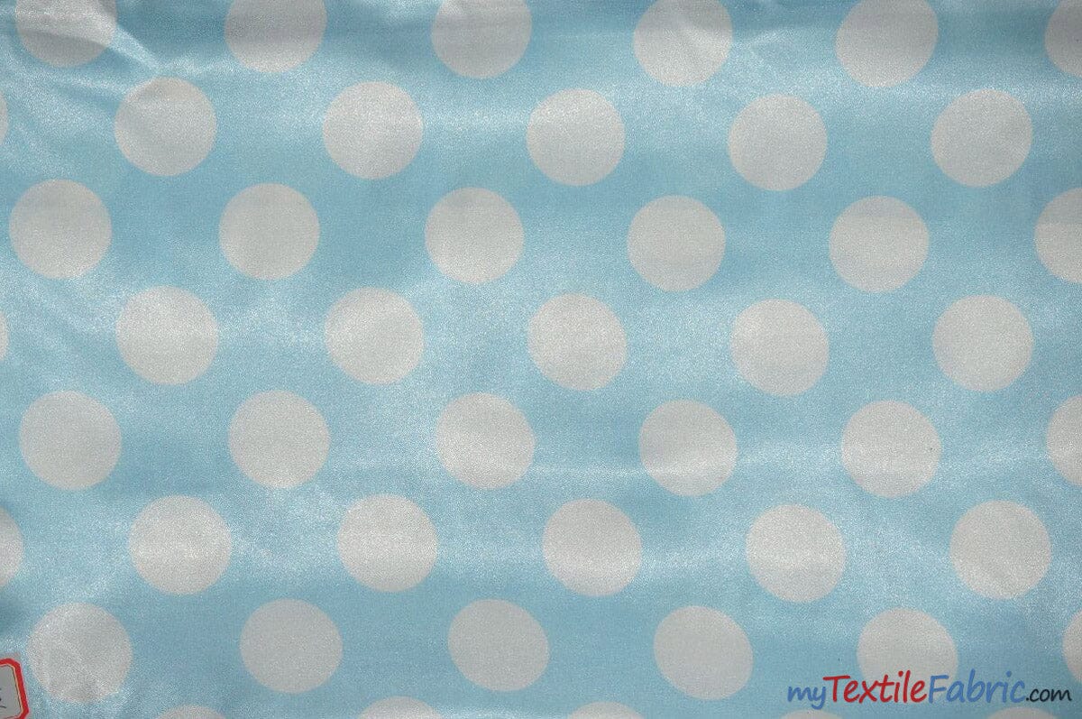 Polka Dot Satin | Soft Satin Polka Dot Charmeuse Fabric | 60" Wide | Fabric mytextilefabric Yards Baby Blue Polka Dot 