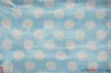 Load image into Gallery viewer, Polka Dot Satin | Soft Satin Polka Dot Charmeuse Fabric | 60&quot; Wide | Fabric mytextilefabric Yards Baby Blue Polka Dot 