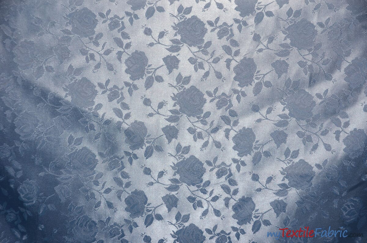 Satin Jacquard | Satin Flower Brocade | 60" Wide | Sold by the Continuous Yard | Fabric mytextilefabric Yards Baby Blue 