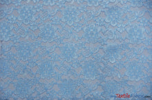 Load image into Gallery viewer, Raschel Lace Fabric | 60&quot; Wide | Vintage Lace Fabric | Bridal Lace, Decoration, Curtain, Tablecloth | Boutique Lace Fabric | Floral Lace Fabric | Fabric mytextilefabric Yards Baby Blue 