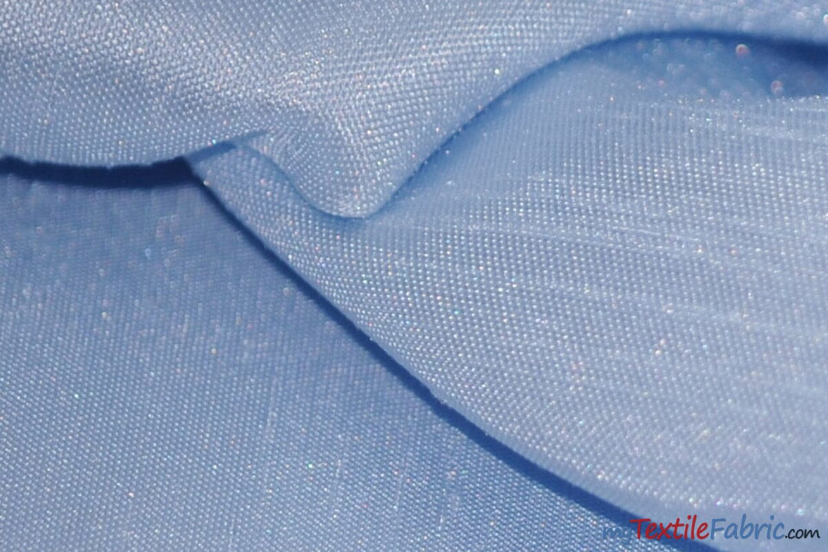 Shantung Satin Fabric | Satin Dupioni Silk Fabric | 60" Wide | Multiple Colors | Sample Swatch | Fabric mytextilefabric Sample Swatches Baby Blue 
