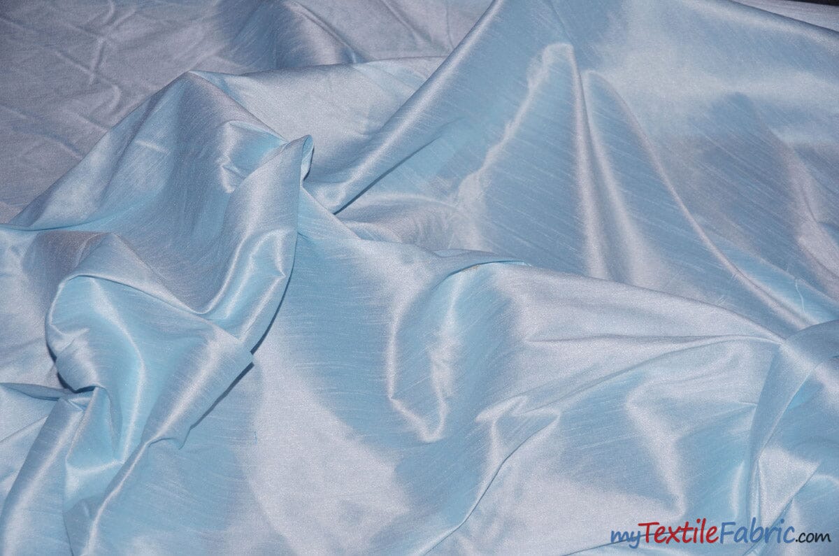 Polyester Silk Fabric | Faux Silk | Polyester Dupioni Fabric | Sample Swatch | 54" Wide | Multiple Colors | Fabric mytextilefabric Sample Swatches Baby Blue 