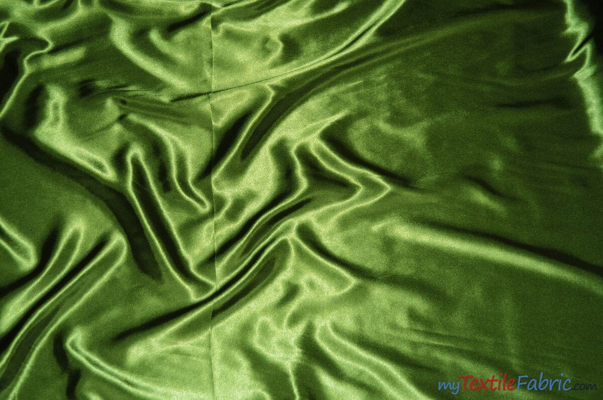 Silky Soft Medium Satin Fabric | Lightweight Event Drapery Satin | 60" Wide | Economic Satin by the Wholesale Bolt | Fabric mytextilefabric Bolts Bamboo Green 0068 