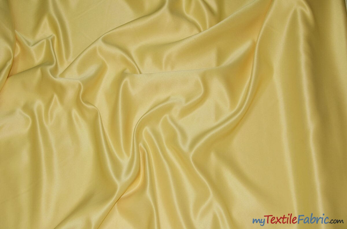 L'Amour Satin Fabric | Polyester Matte Satin | Peau De Soie | 60" Wide | Sample Swatch | Wedding Dress, Tablecloth, Multiple Colors | Fabric mytextilefabric Sample Swatches Banana 